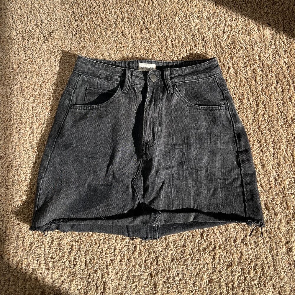 Ghanda Black Denim Skirt